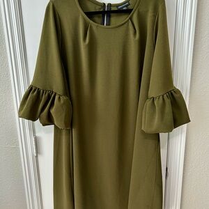 Nina Leonard Olive Long Sleeve Dress